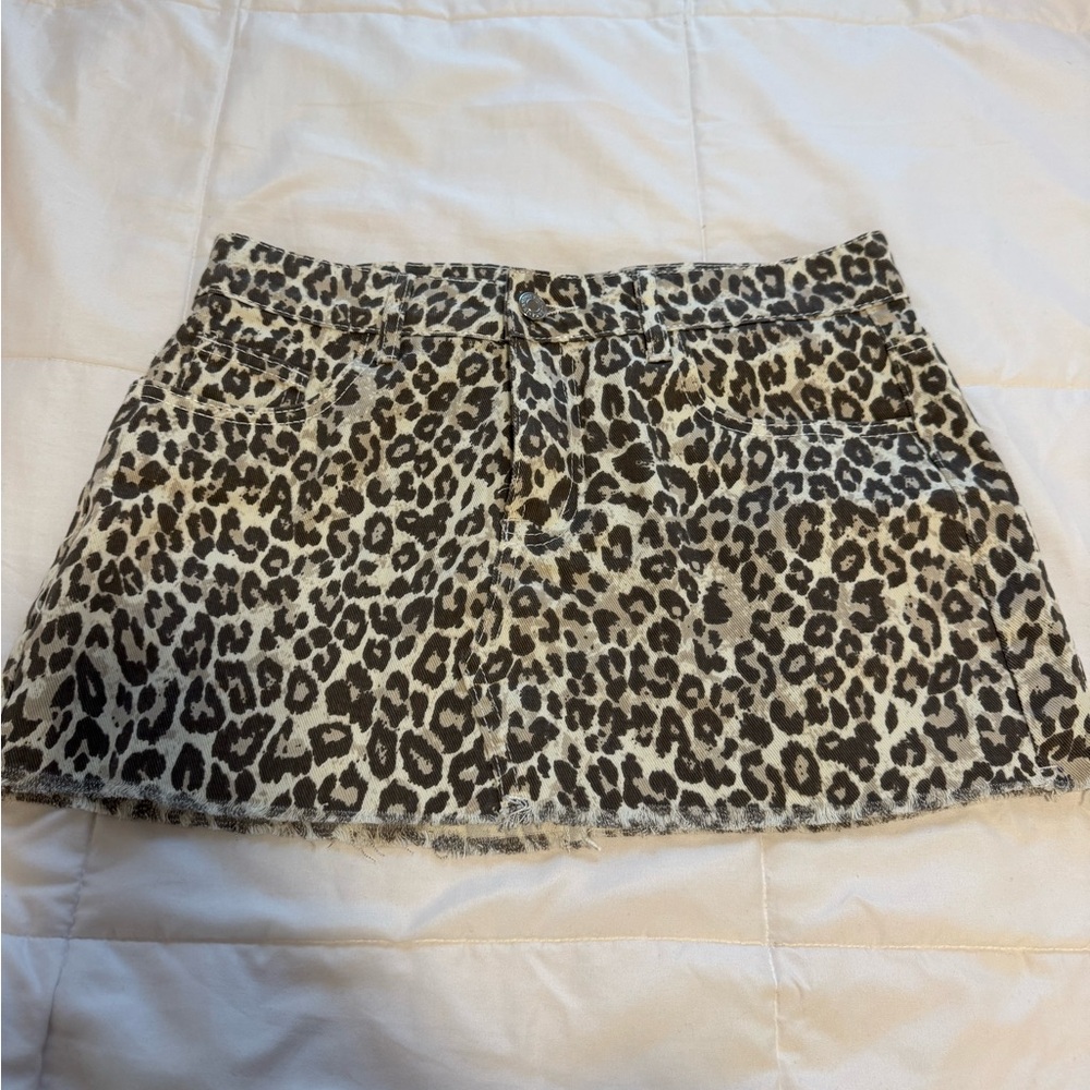 Cheetah Denim Mini Skirt
